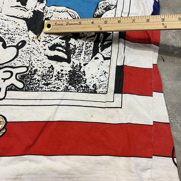 Rare VTG Mickey Mouse Mount Rushmore USA Flag Star Stripes All Over T Shirt 90s - Picture 3 of 7